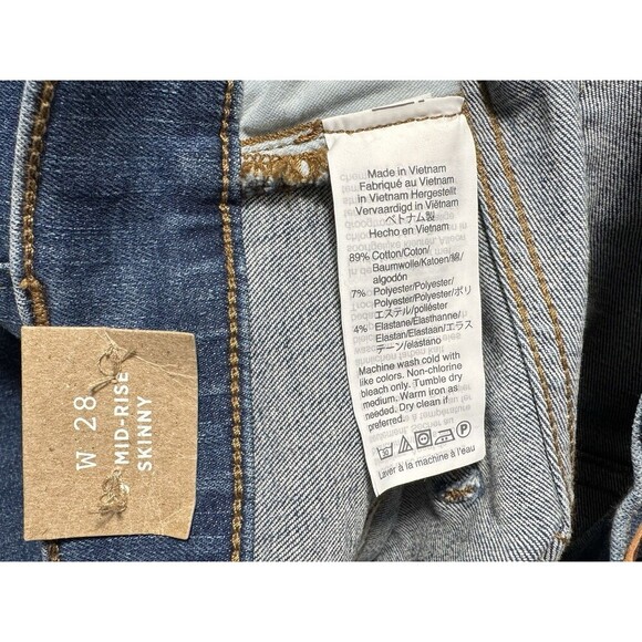 Madewell 9” Mid-Rise Skinny Jeans Size 28 Pendale Wash Stretch Magic Pockets NEW - Picture 7 of 12